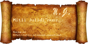 Mitli Juliánusz névjegykártya